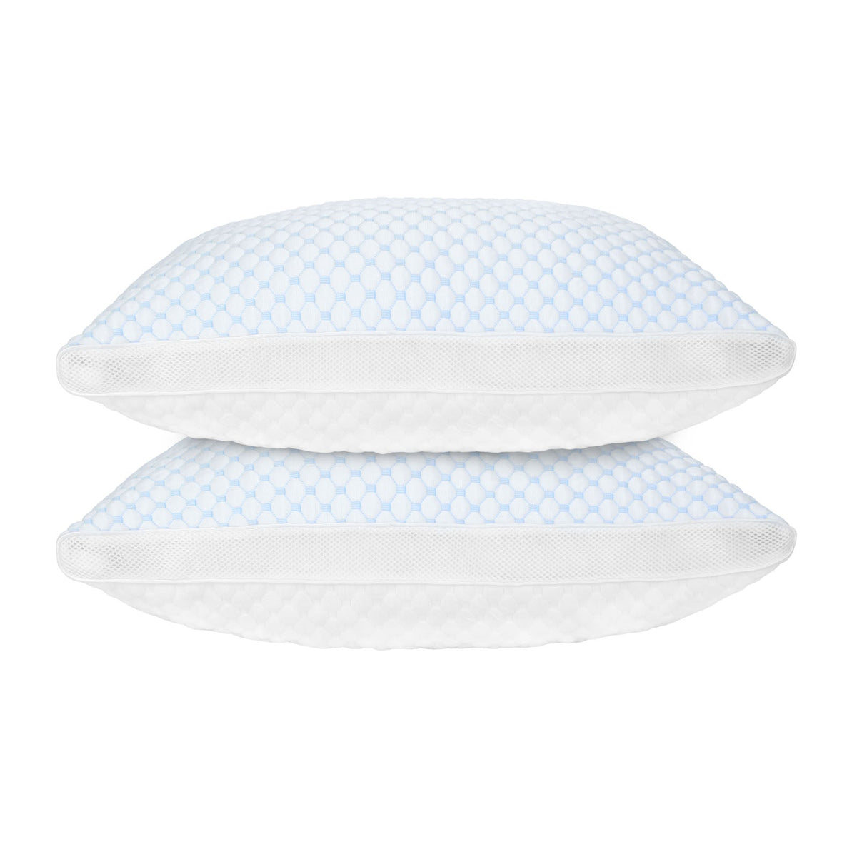 2 Pack Shredded Memory Foam Pillows Adjustable Cool Pillows with Extra Filling Machine Washable Cover for Side Back Stomach Sleepers