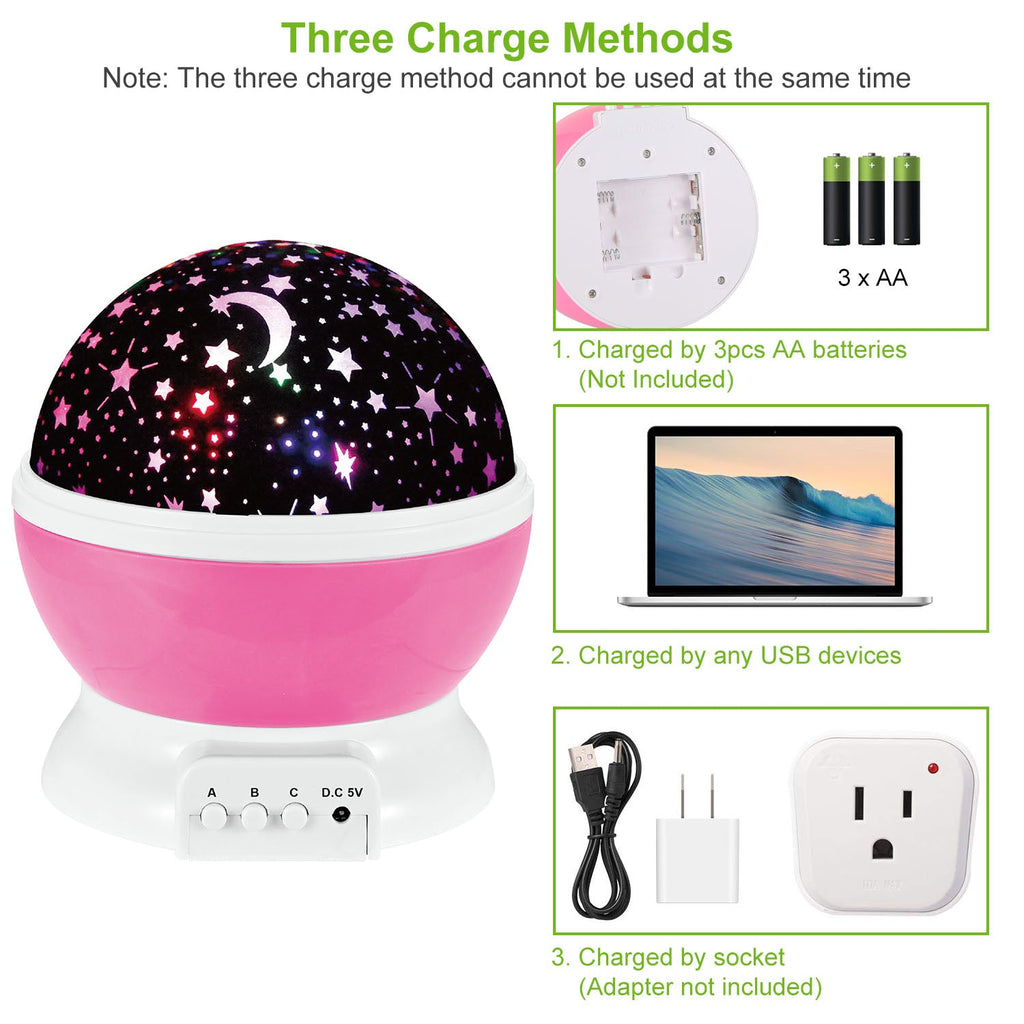LED Star Sky Projector Night Light Kids Rotating Starry Night Lamp USB Sleep Light Xmas Gift