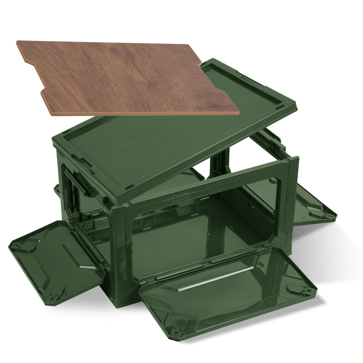 Collapsible Storage Bin – Stackable Organizer with Wheels & Lockable Doors