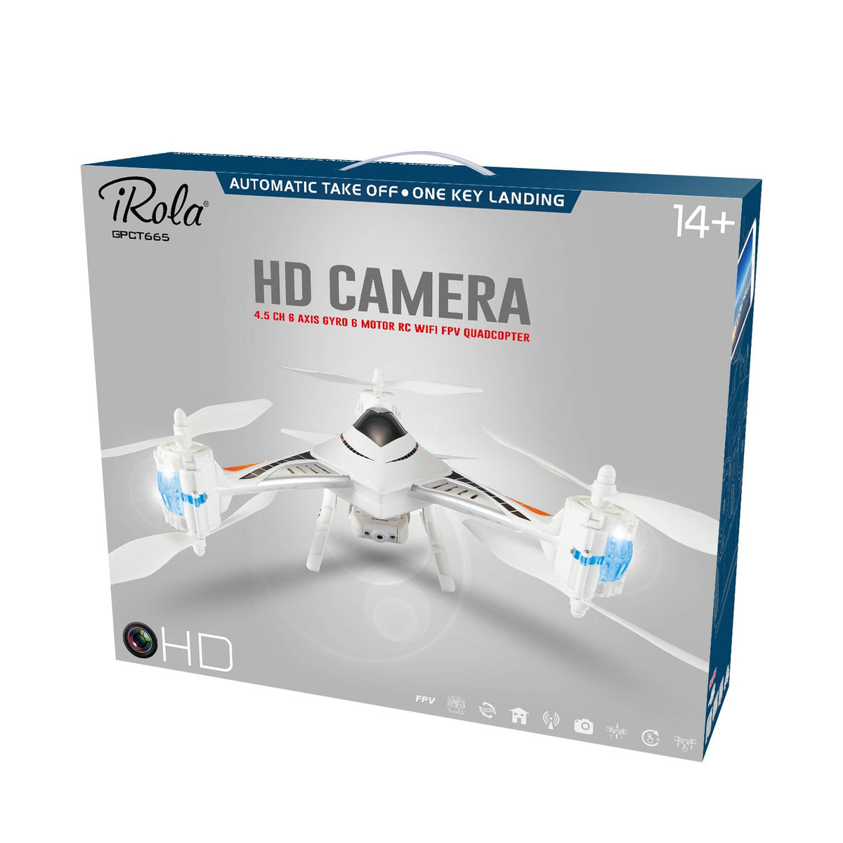 4.5 Ch 6 Axis Gyro 6 Motor 2.4Ghz RC WIFI FPV Quadcopter with HD Camera