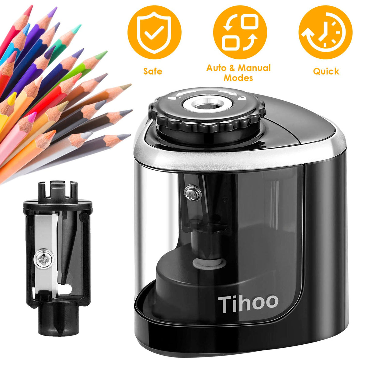 Electric Pencil Sharpener Auto Manual Pencil Sharpener Pencil Sharpener Battery Powered Pencil Sharpener Portable Pencil Sharpener for Wood Graphite