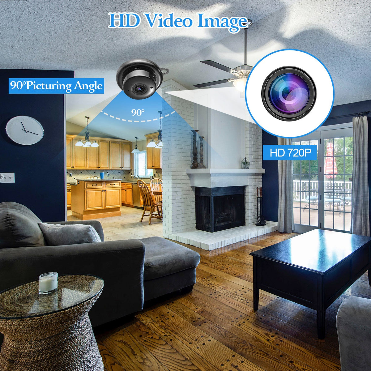 720P WiFi IP Camera Smart Home Security Surveillance Camera Night Vision Motion Detection Two Way Talk Loop Recording App Available for Pet/Nanny/Elde