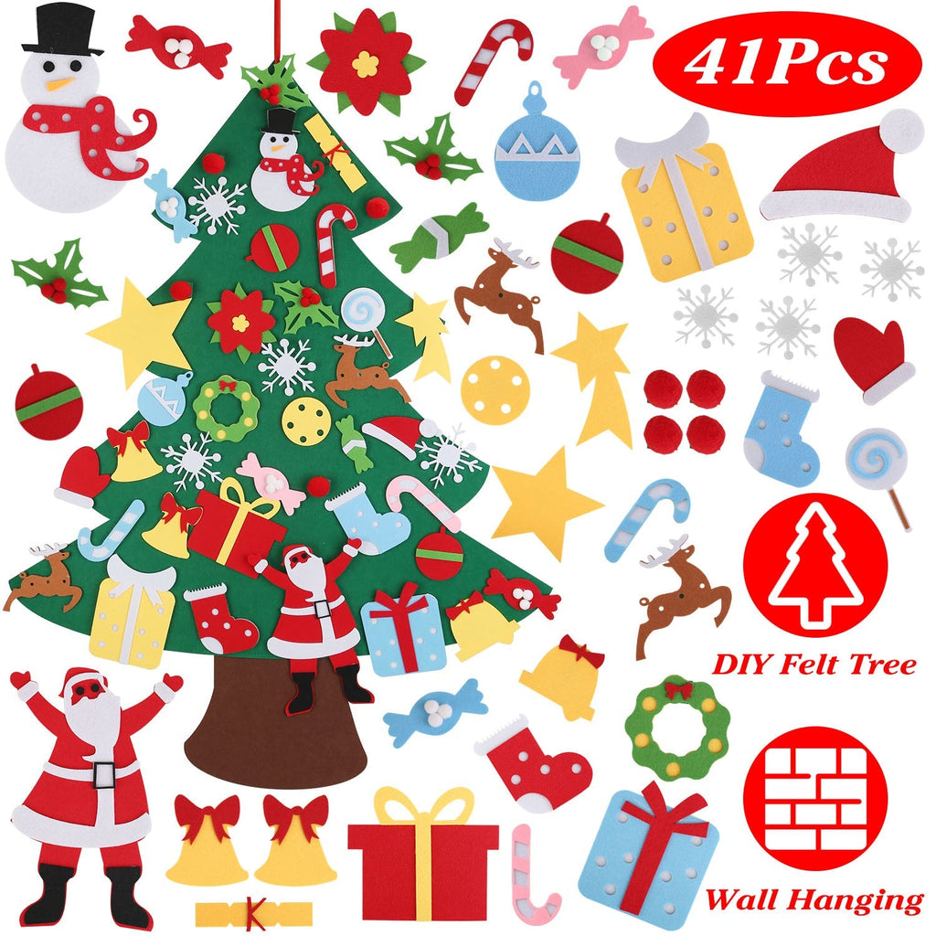 DIY Felt Christmas Tree with 41 Ornaments