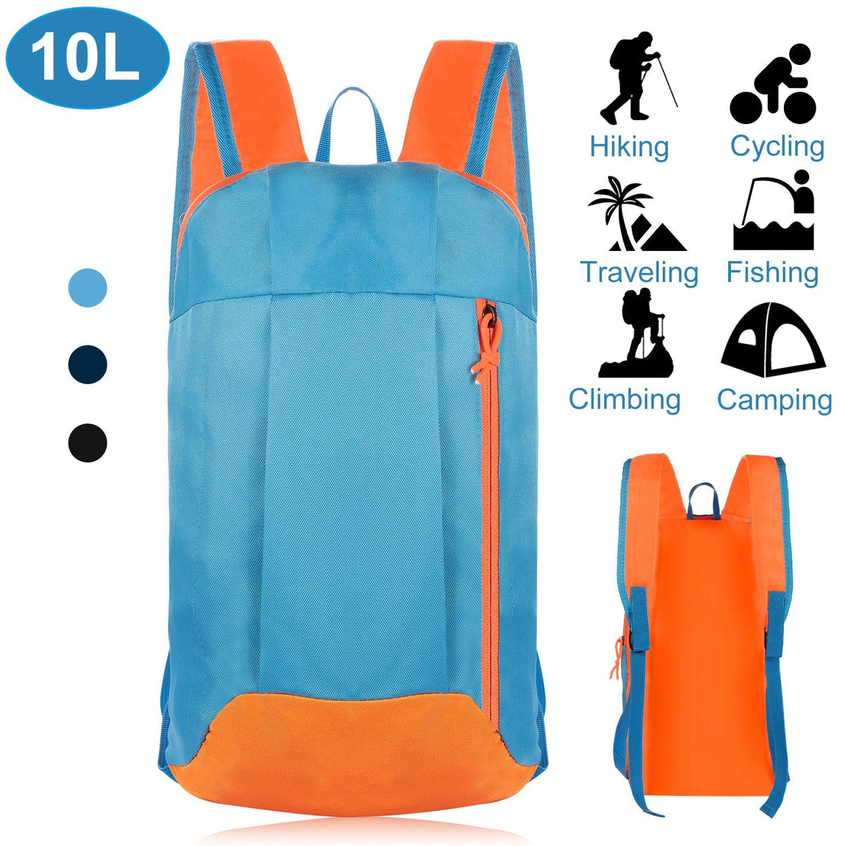 10L Outdoor Sport Backpack Waterproof Daypack Travel Knapsack Schoolbag for Sports Traveling Climbing Cycling Hiking