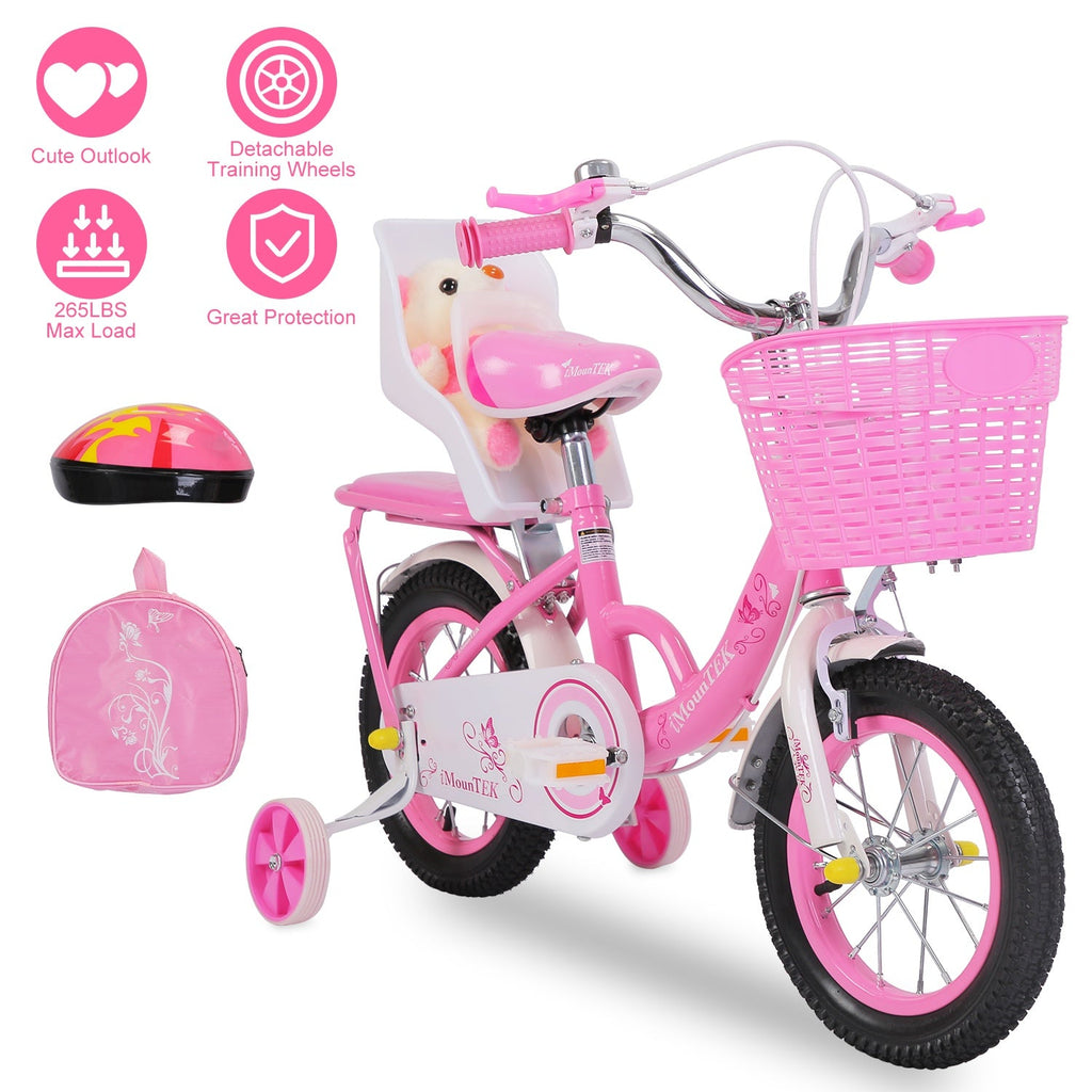 16in Carbon Steel Kid Bike with Backpack Streamers Helmet Detachable Training Wheels