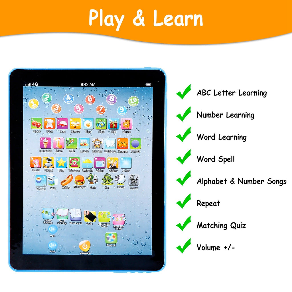 Baby Learning Tablet Educational Mini Pads Toys Touch Learn Toddler Tablet For ABC Numbers Words Gift For Boys Girls Aged 1-6 Year Old Kids