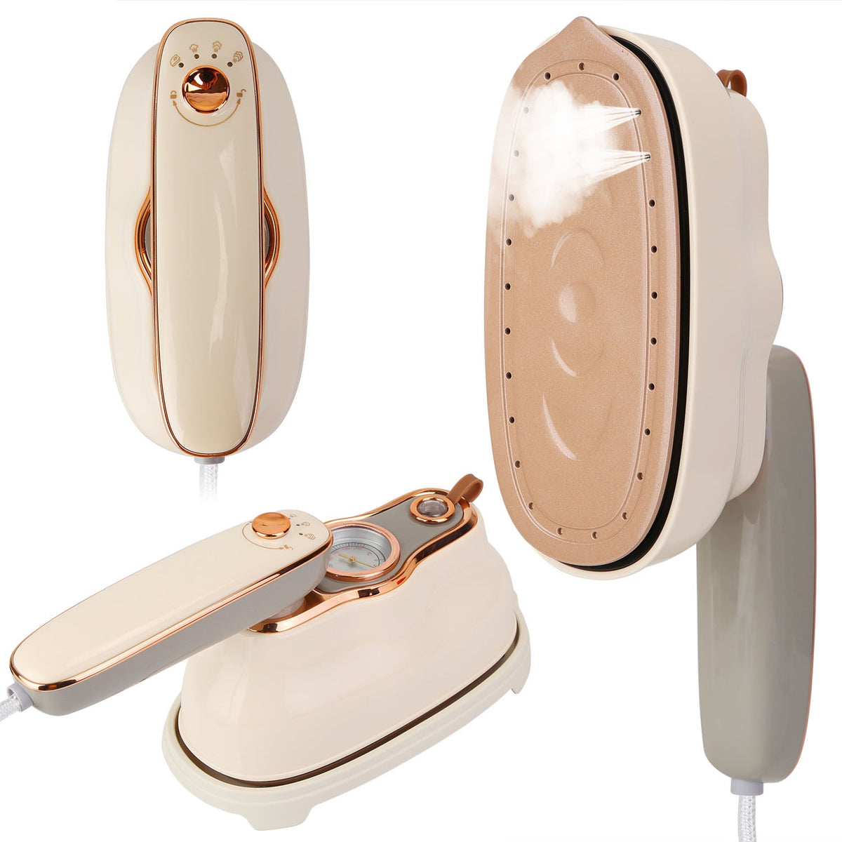 1200W Foldable Handheld Clothes Iron Steamer with Wet Dry Ironing Mode Portable Garment Steamer Travel Clothing Wrinkles Remover With Temperature Disp