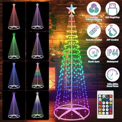 LED Smart Christmas Cone Tree – App & Remote Control, 210 Modes