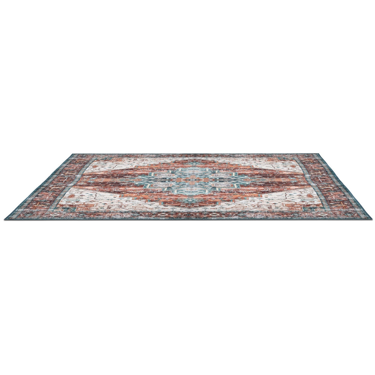 6x9FT VintageÊArea Rug Modern Non Slip Carpet Boho Low Pile Soft Rug Waterproof Machine Washable Rug for Living Room BedroomÊKitchen Dining Room Under