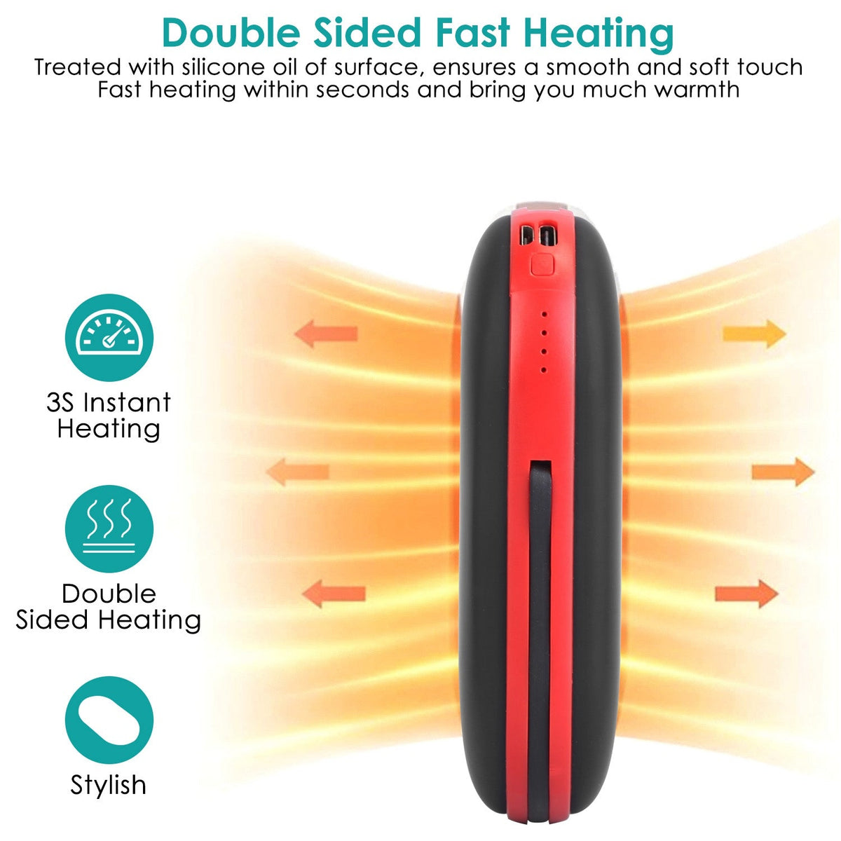 8000mAh 2 In 1 Electric Hand Warmer Rechargeable Hand Heater Portable Pocket Warmer with Power Bank 3 Heating Levels Digital Display Double-sided Heat