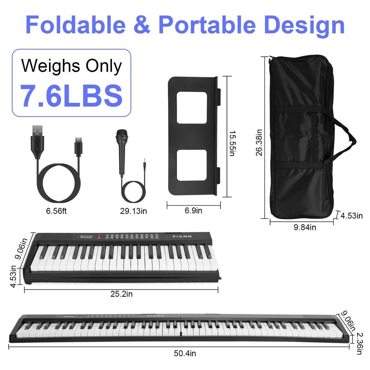 GBruno 88 Keys Foldable Full Size Keyboard