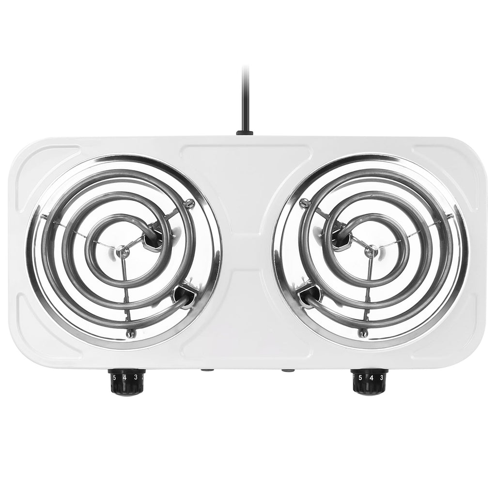 2000W Electric Double Burner Portable Coil Heating Hot Plate Stove Countertop RV Hotplate with Non Slip Rubber Feet 5 Temperature Adjustments
