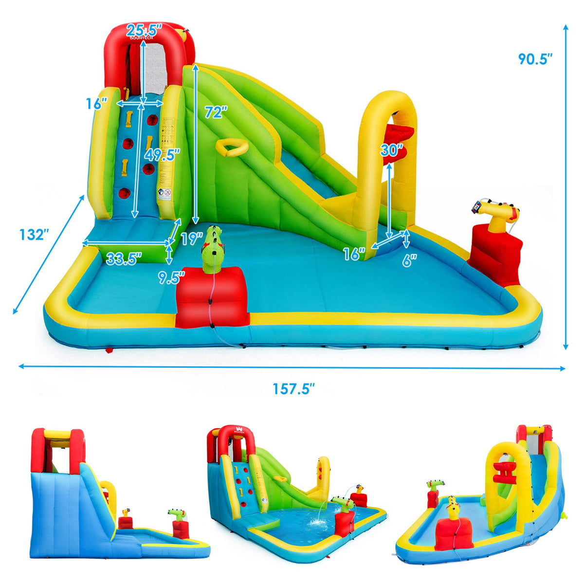 Outdoor Inflatable Water Bounce House with 480W Blower