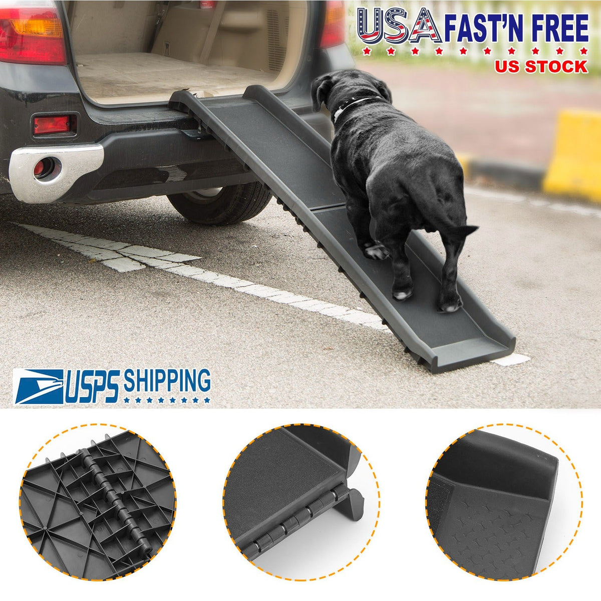 Foldable Pet Ramp Dog Car Ramp 176lbs Load Non-Skid Outdoor Travel Dog Car Ramp for Cars SUVs Trucks