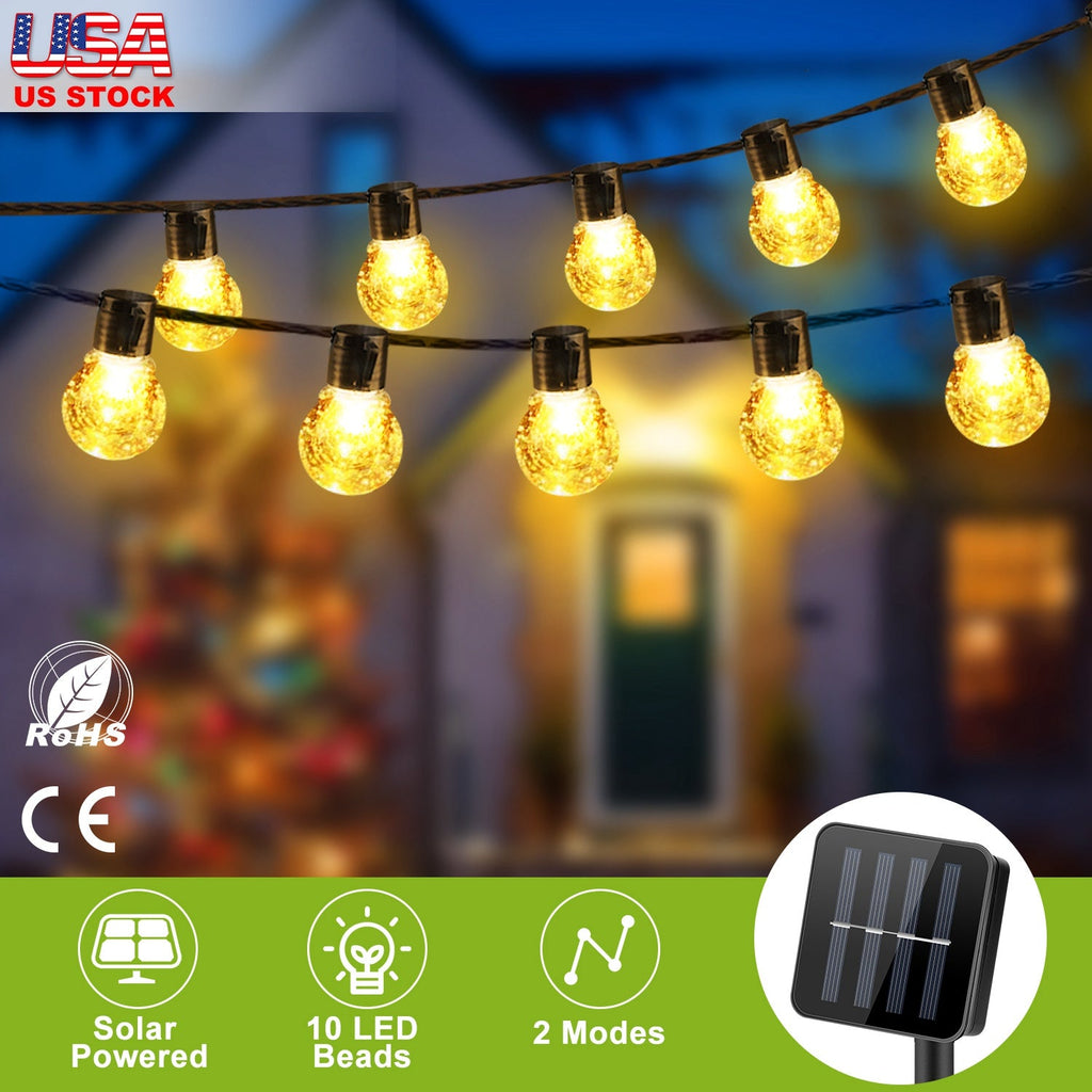10LED Solar String Bulb Fairy Light Outdoor String Lamps Garden Xmas Decor Lamp