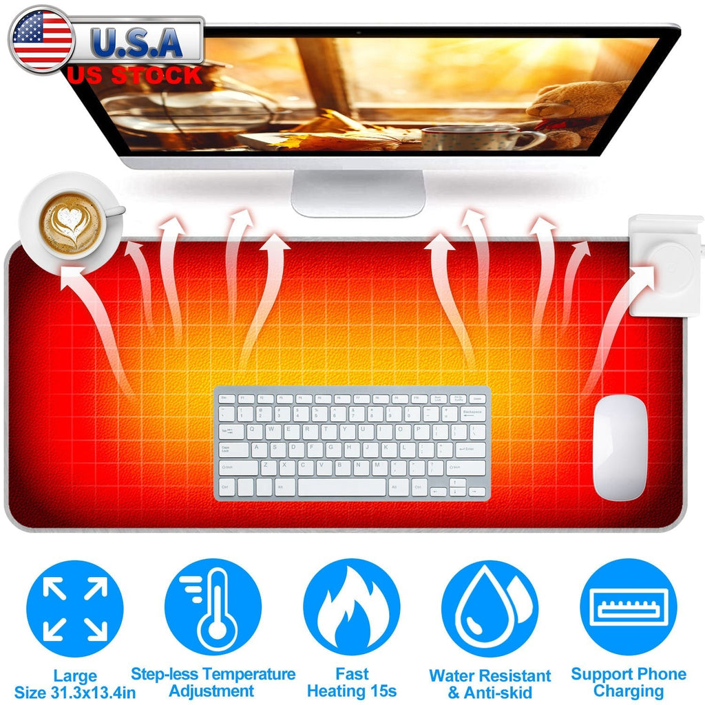 Winter Desktop Hand Warmer Mat Heated Gaming Mouse Pad Large Mouse Pad Office Table Heating Mat Foot Warmer