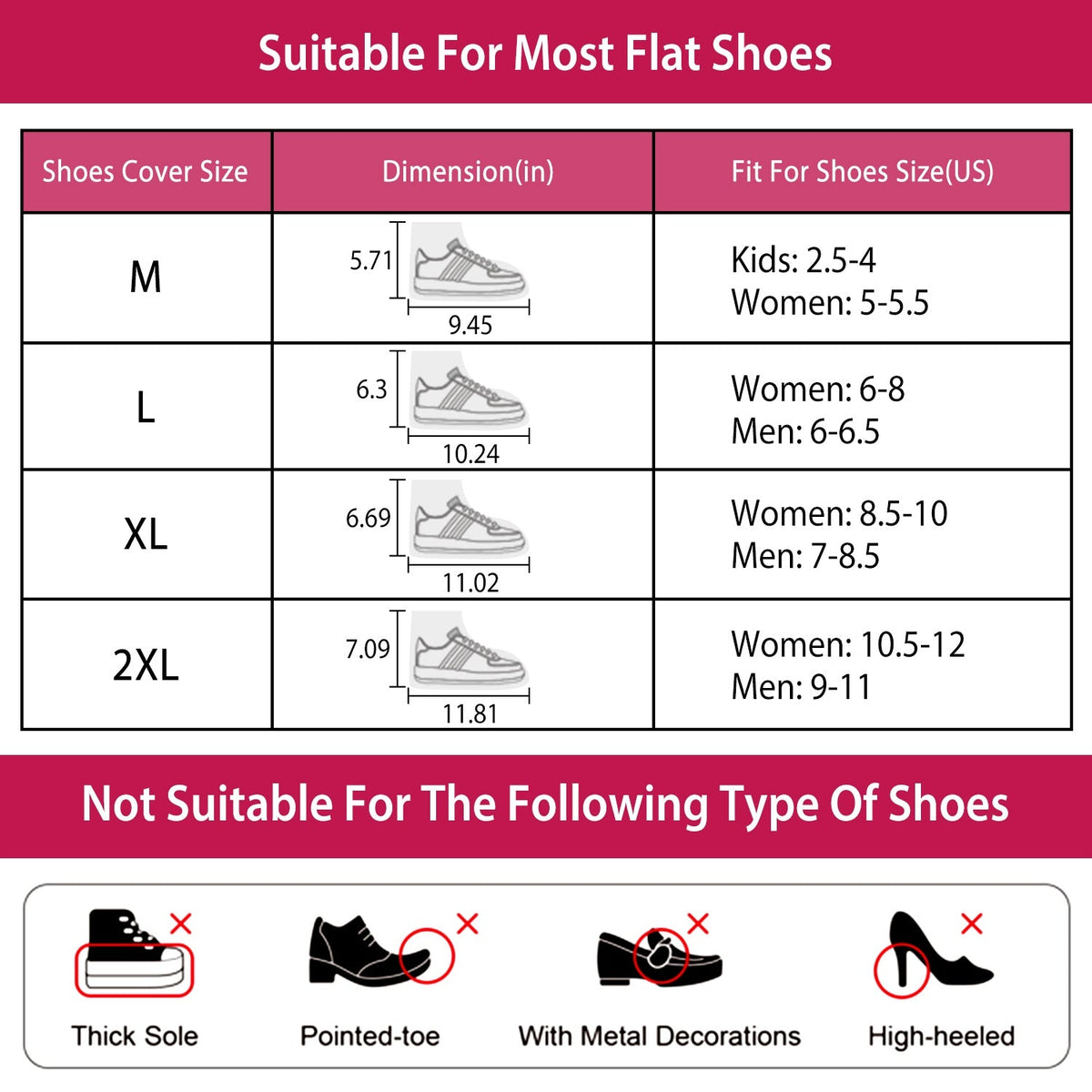Waterproof Shoe Covers Reusable Not-Slip Rain Shoe Covers Protectors Foldable TPEÊRubber Shoe Protectors For Men Women Kids