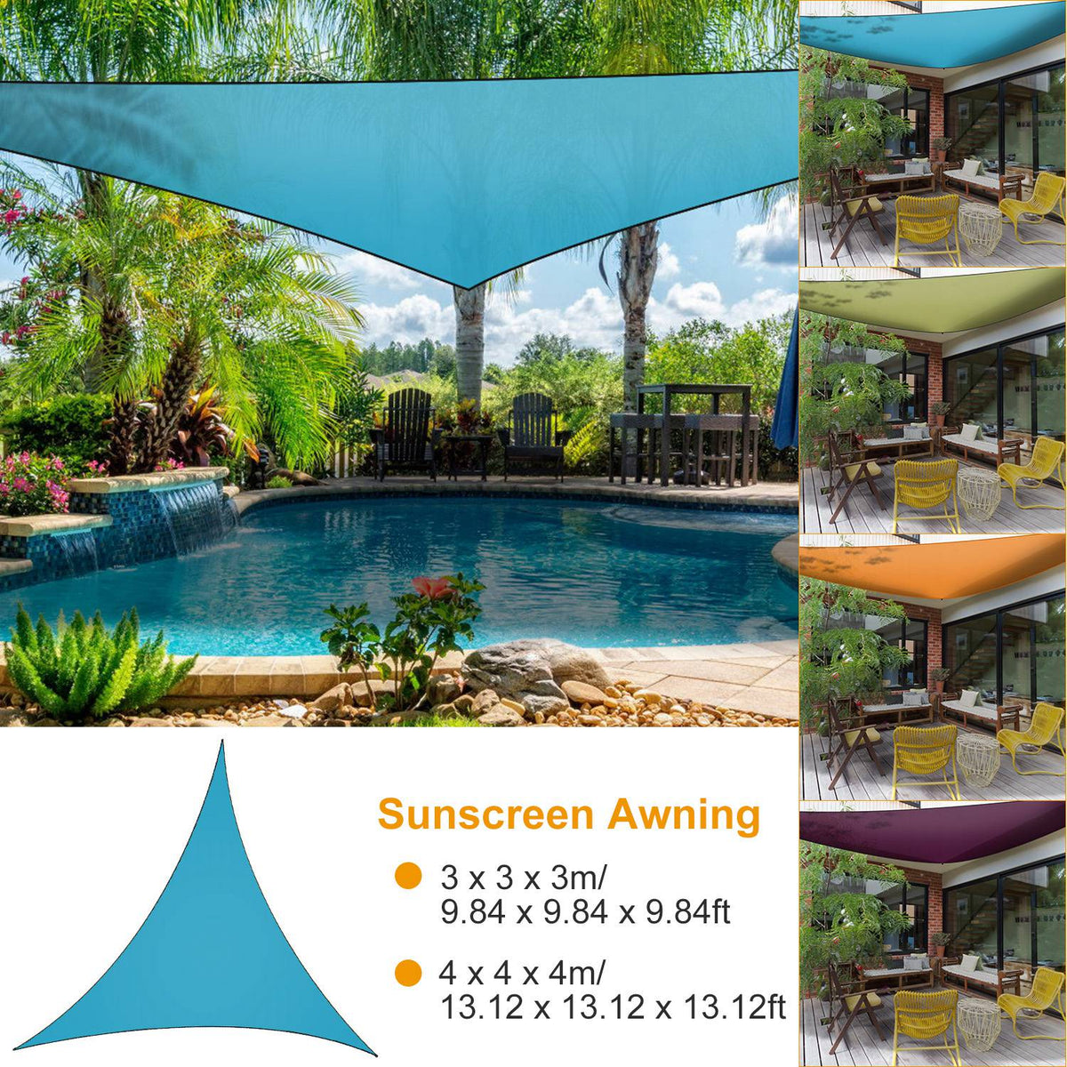 Shade Sail Patio Cover Shade Canopy Camping Sail Awning Sail Sunscreen Shelter Triangle Cover For Kindergarten Playground Outdoor
