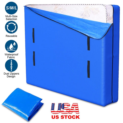 Reusable Mattress Bag for Moving Storage Waterproof Mattress Cover with Strong Wide Opening Zipper Strap Handles Mattress Protector Moving Supplies