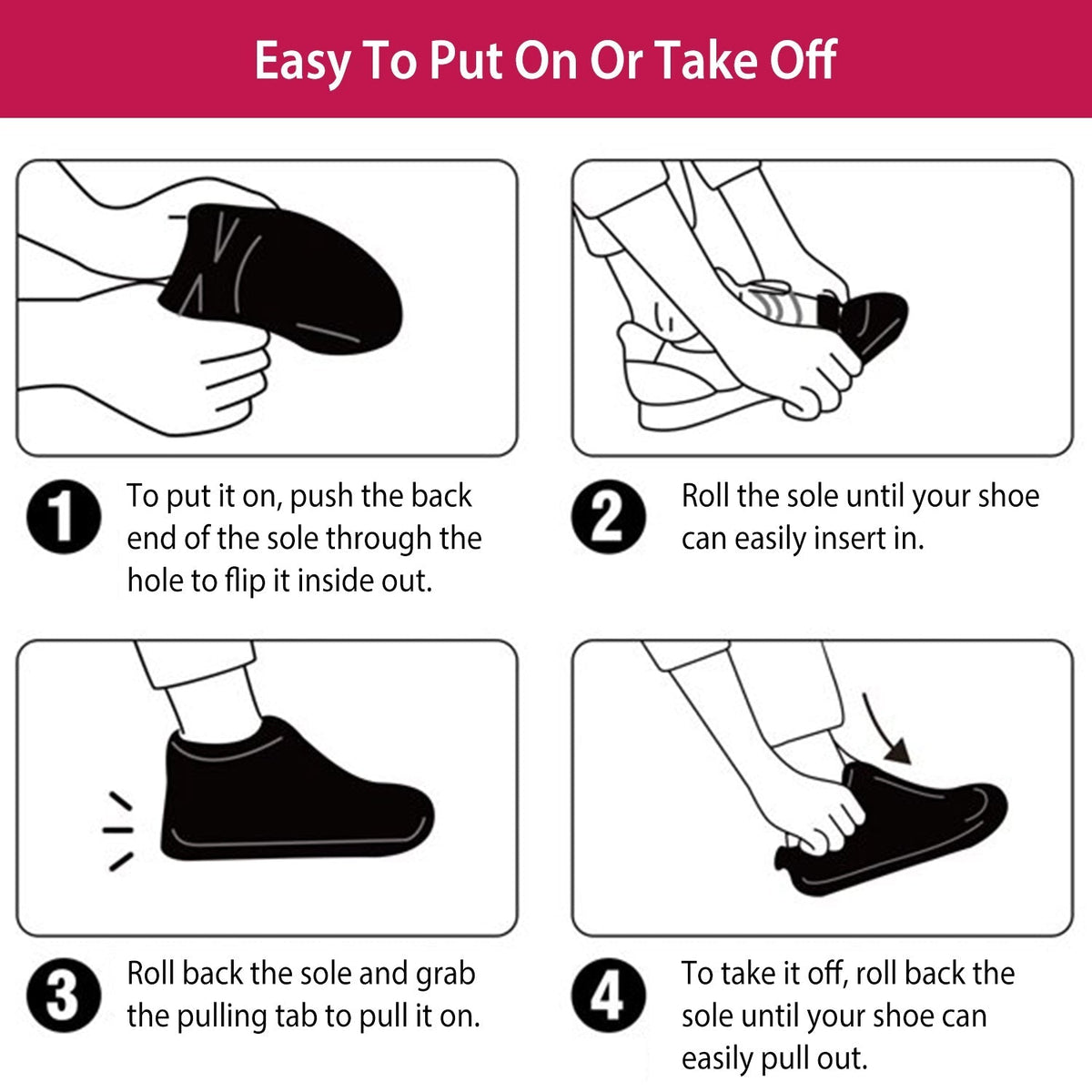 Waterproof Shoe Covers Reusable Not-Slip Rain Shoe Covers Protectors Foldable TPEÊRubber Shoe Protectors For Men Women Kids