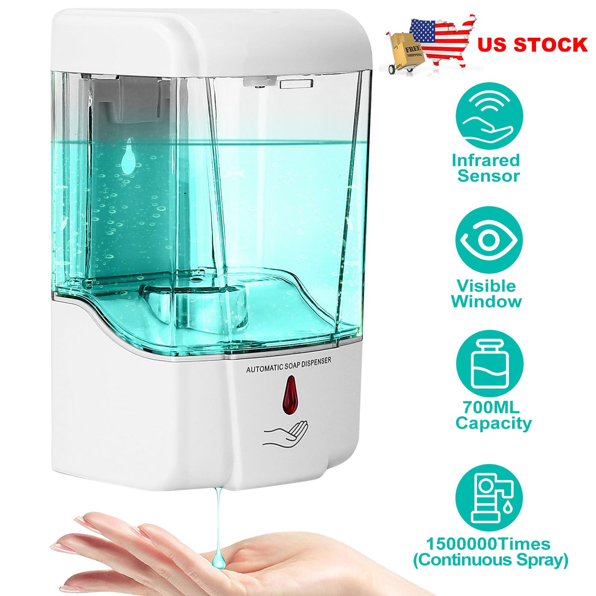 Automatic Soap Dispenser 700ML/29OZ Wall Mounted Sensor Refillable Hand Gel Dispenser