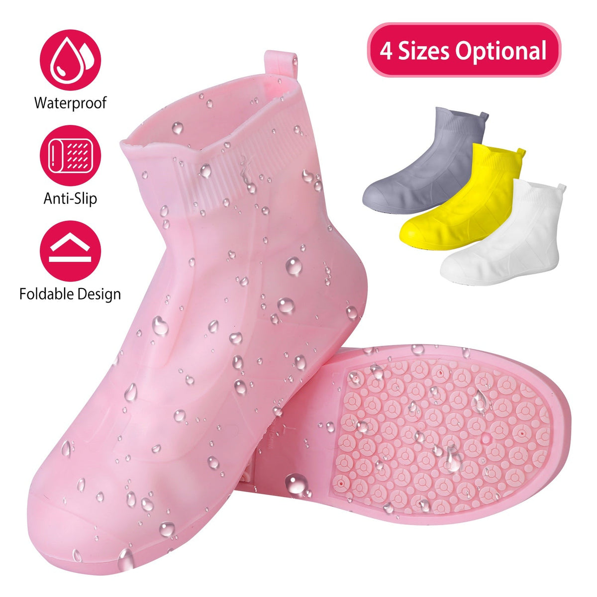 Waterproof Shoe Covers Reusable Not-Slip Rain Shoe Covers Protectors Foldable TPEÊRubber Shoe Protectors For Men Women Kids