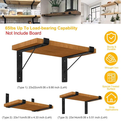 2-Pack Heavy Duty L-Shaped Shelf Brackets with Screws
