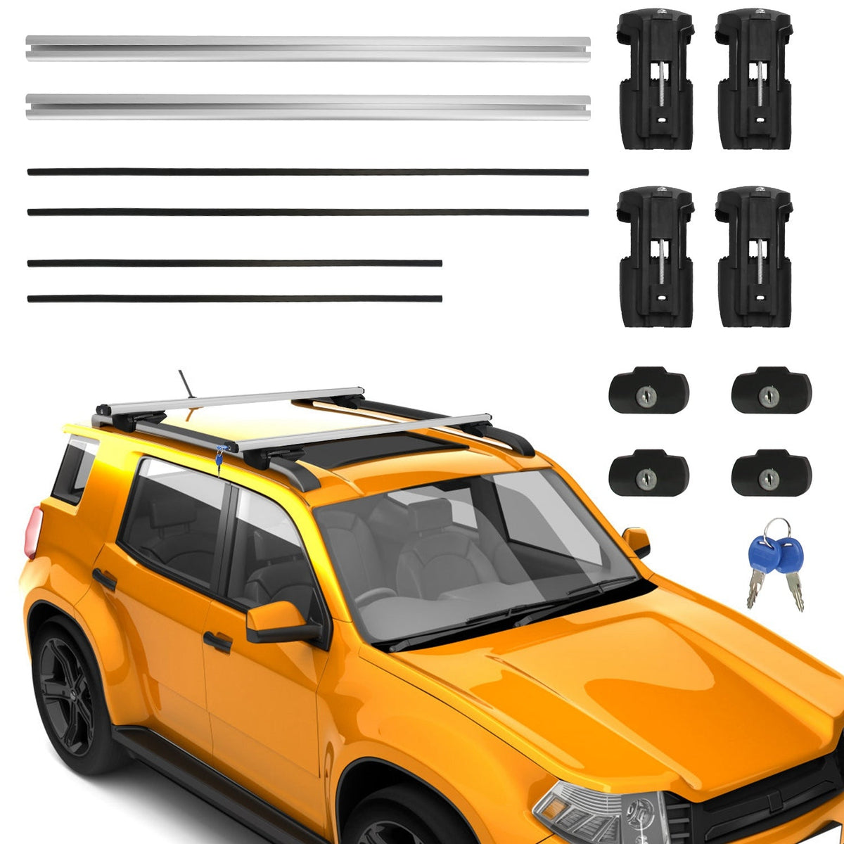 Car Roof Rack Cross Bars Aluminum Cargo Carrier Rooftop Crossbars Luggage Roof Rack Bar with 176lbs Max Load Fits Most Vehicles with Existing Raised S