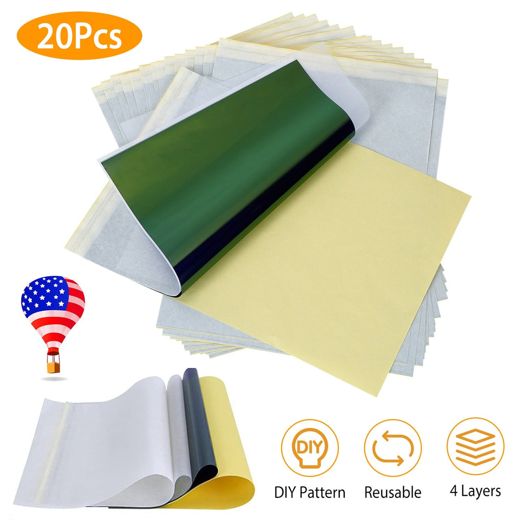 20Pcs Tattoo Transfer Paper 4 Layers Tattooing Skin Tattoo Kit A4 Size DIY Tattoo Transfer Paper Kit