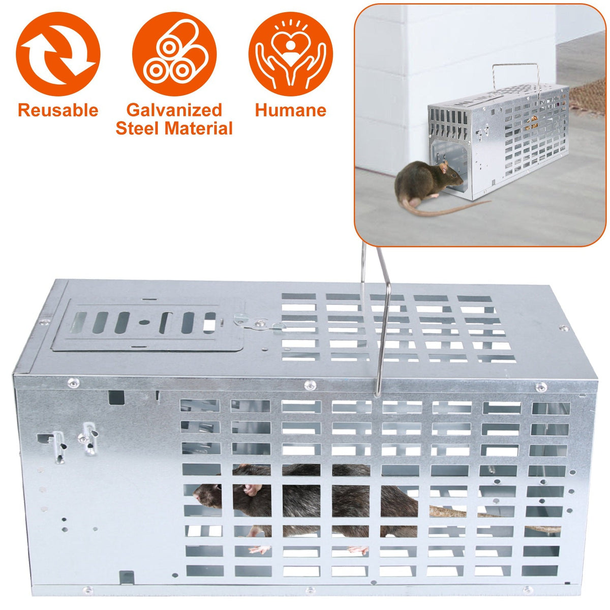 Humane Live Mouse Trap Reusable Metal Rat Rodent Cage Catch Release Continuous Capture Indoor Outdoor Pet Children Safe