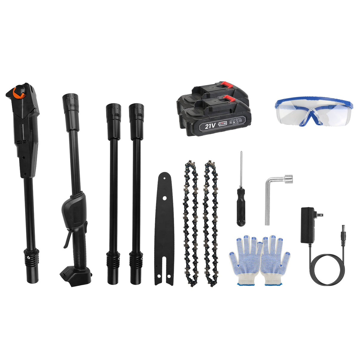 6in Cordless Pole Saw 7.4FT Maximum Extendable Length 35FT/S Speed Electric Pole Chainsaw 2Pcs 1.5Ah Batteries And Charger Included For Pruning Trimmi