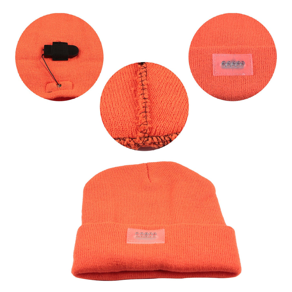 Unisex 5 LED Knitted Beanie Winter Warm Hat Camping Jogging Running Cap Headlamp
