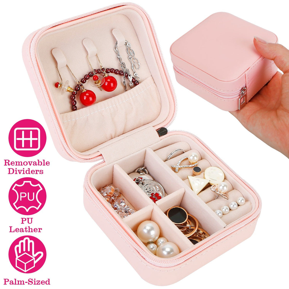Mini Jewelry Storage Box Portable Ring Earring Necklace Storage Travel Case PU Leather Jewelry Organizer Gift