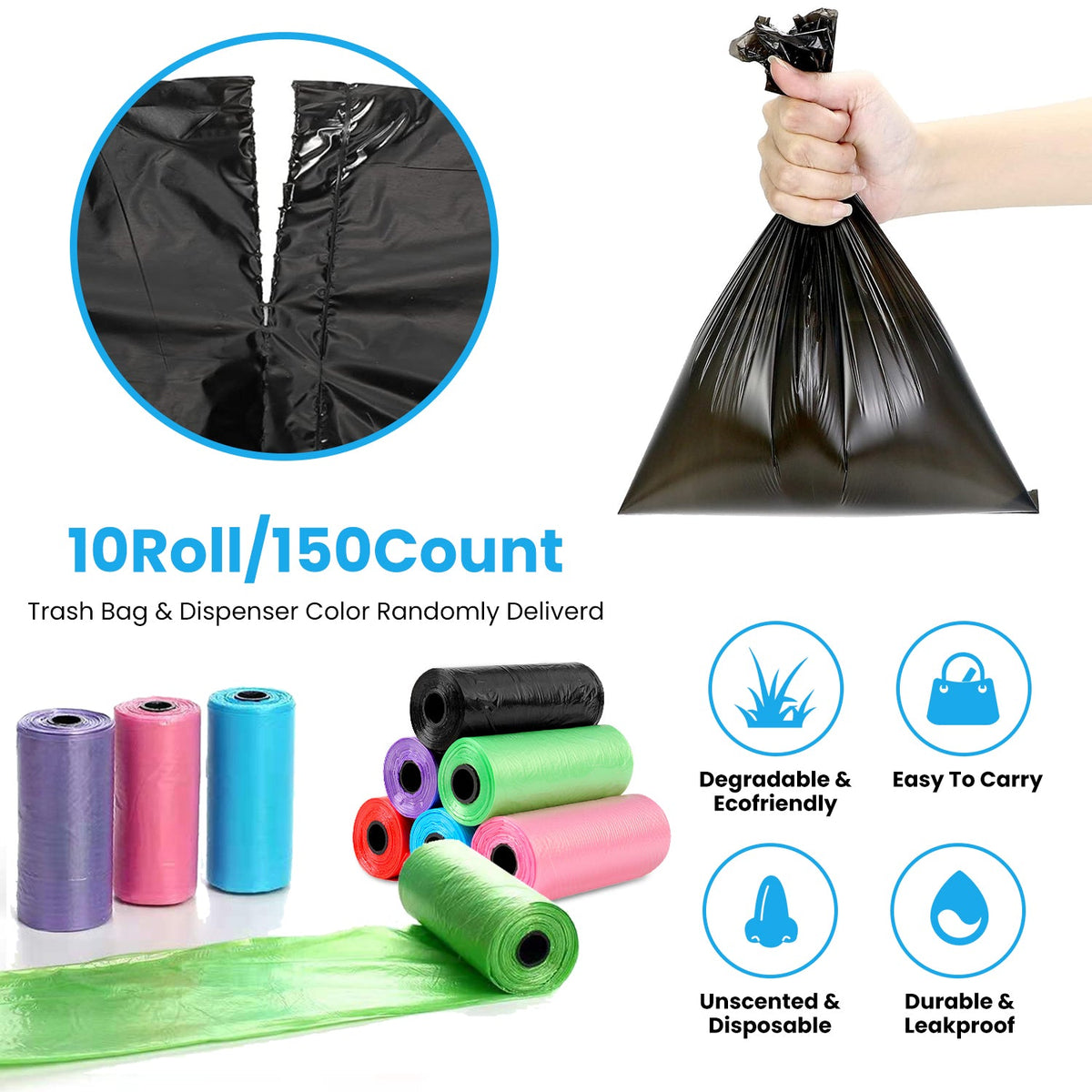 GBruno 10 Rolls 150 Count Dog Waste Bags