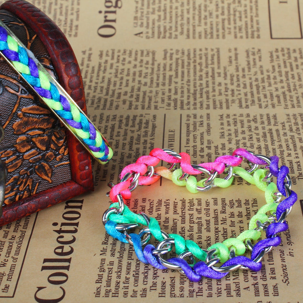 4-Piece Colorful Woven Burnished Gold Bracelet Set