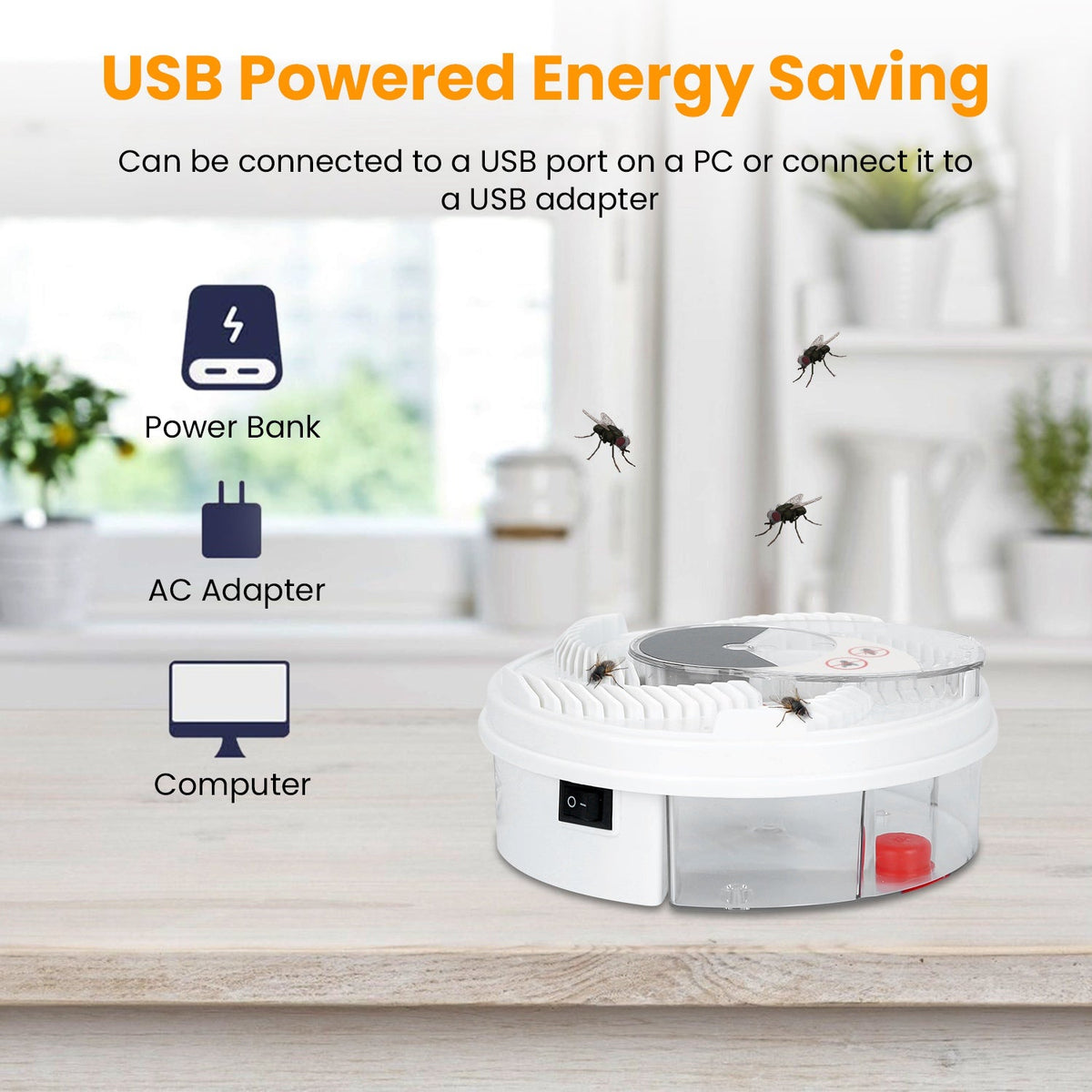 USB Powered Electric Fly Trap Automatic Flycatcher Rotating Fly Pest Repellent Tool For Home Kitchen Restaurant