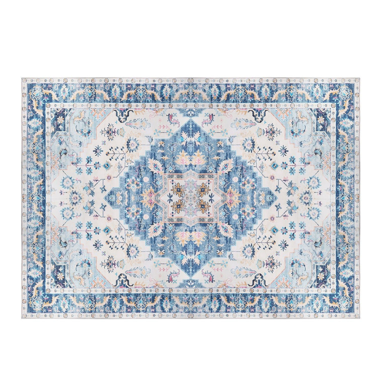 6x9FT VintageÊArea Rug Modern Non Slip Carpet Boho Low Pile Soft Rug Waterproof Machine Washable Rug for Living Room BedroomÊKitchen Dining Room Under
