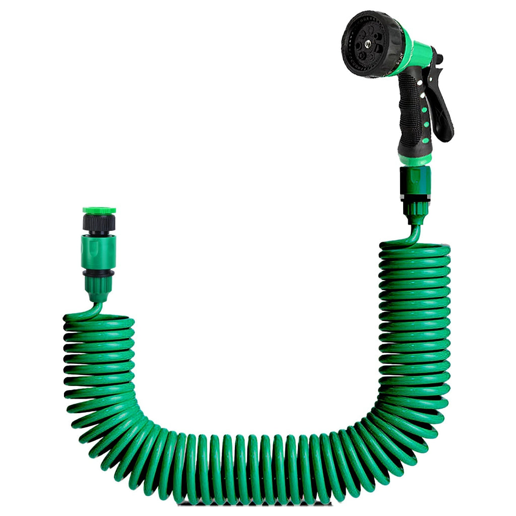 EVA Recoil Garden Hose Flexible Self-coiling Water Hose with 3/4Ó and 1/2Ó Adapter with 7 Spraying Modes for Boat Greenhouse Yard Patio