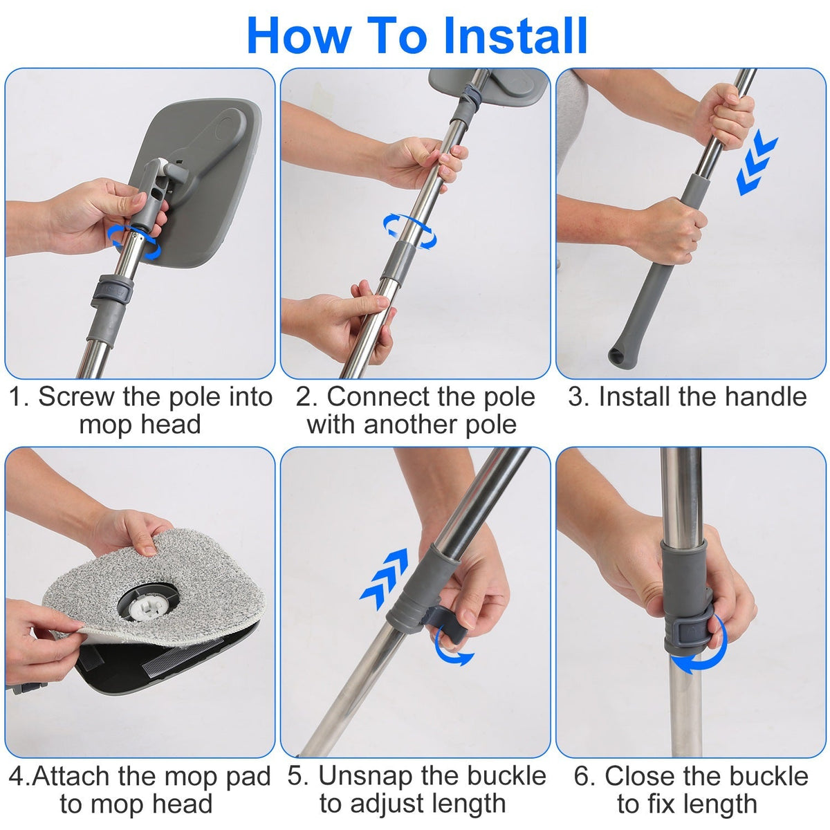 Spin Mop Set – Dual Bucket with 4 Reusable Microfiber Pads