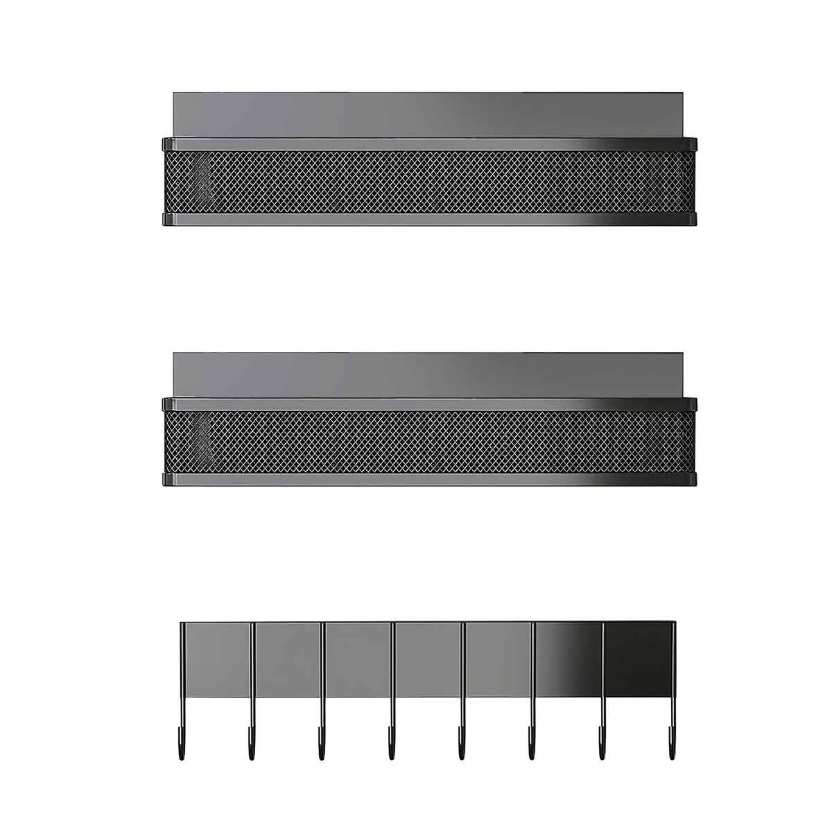 3 Pack Strong Magnetic Spice Rack with 8 Hooks Fridge Oven Microwave Magnetic Storage Shelves Seasoning Holder Organizer for Jars Seasoning Tins Utens