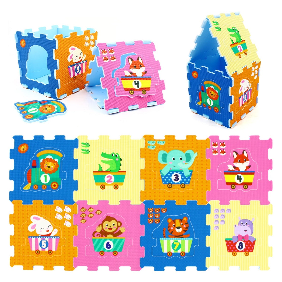 8-Piece Interlocking Baby Floor Puzzle Tiles with Educational Numbers