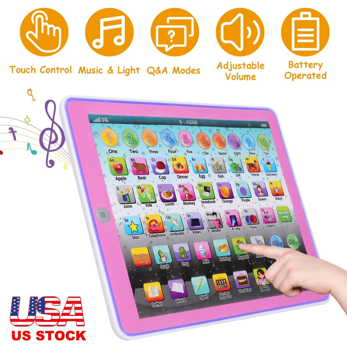 Kid Baby Toddler Tablet Toy Educational Learning Study Tablet Pad Gift for Aged 2 3 4 5 6 7 Girls Boys