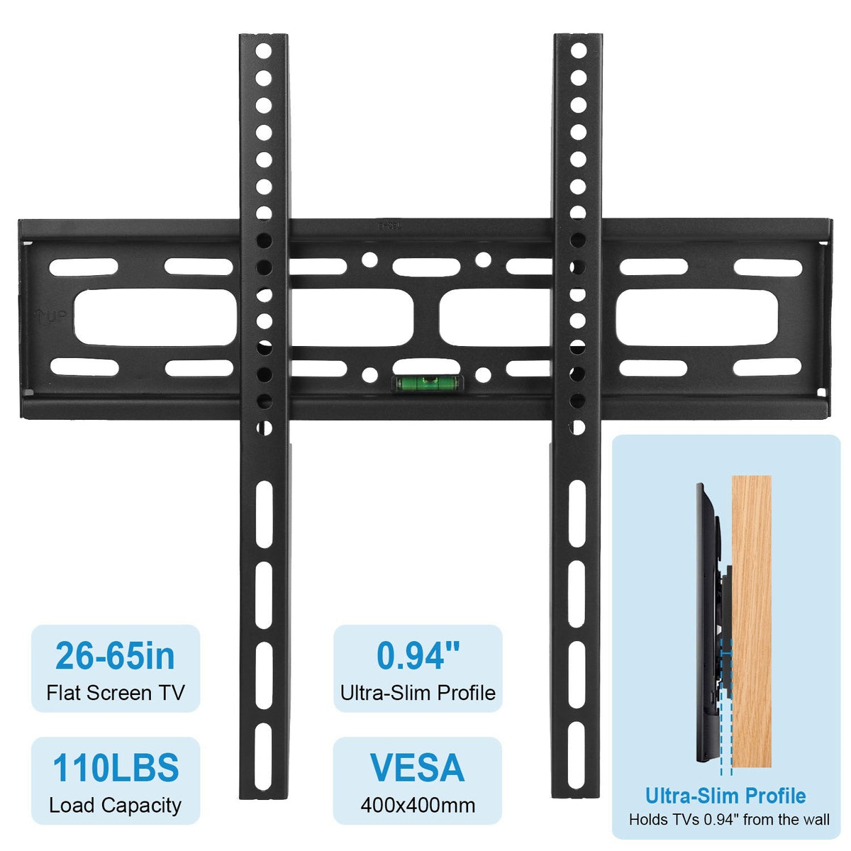 TV Wall Mount Bracket for 26-65in LED/LCD/PLASMA Flat TV VESA 400x400mm