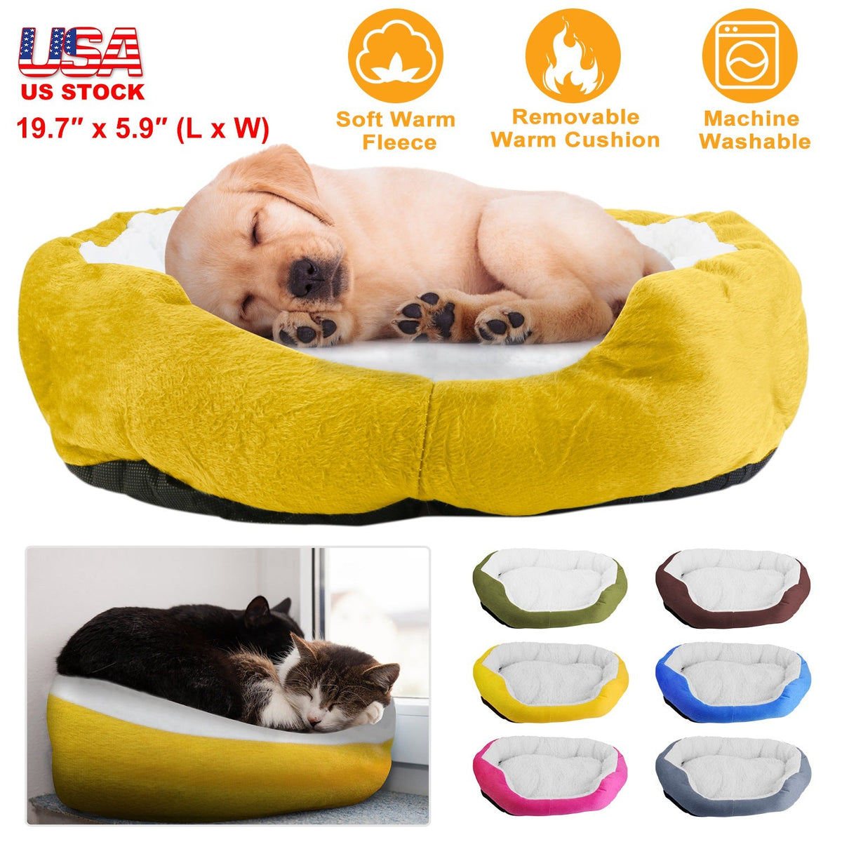 Pet Dog Bed Soft Warm Fleece Puppy Cat Bed Dog Cozy Nest Sofa Bed Cushion For S/M Dog