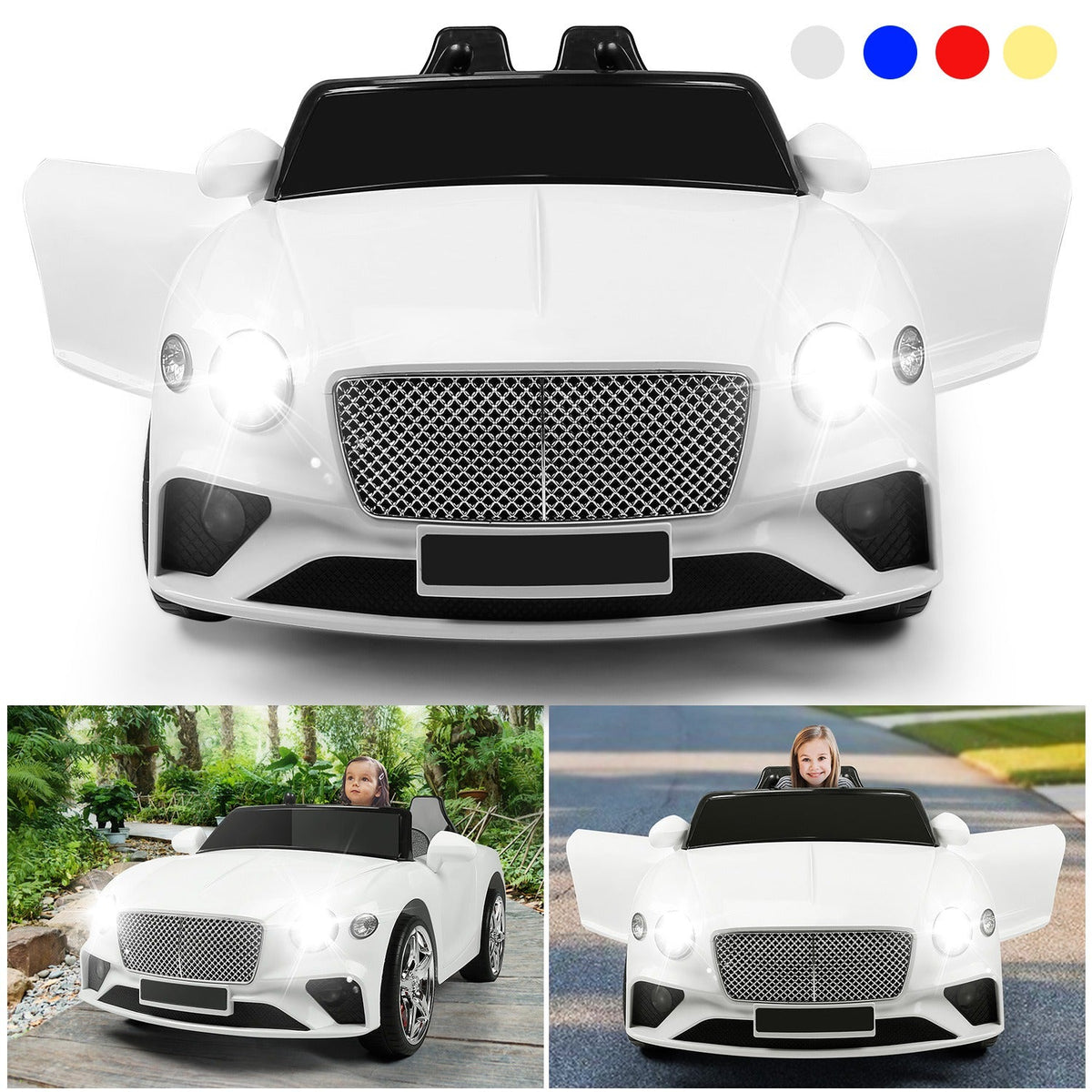 Kids Electric Ride On Car with Parental Remote Control Early Education Music Swaying Car Lights With 3 Adjustable Speeds