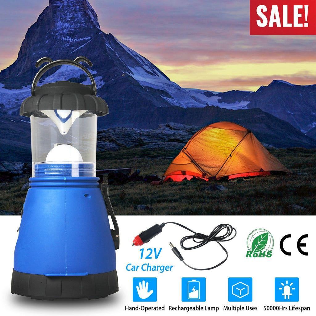 Camping Light Hand Crank Hiking Emergency Spotlight Lantern Lamps w/ Car Charger