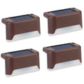 4Pcs Solar Powered LED Step Lights Outdoor IP55 Waterproof Dusk To Dawn Sensor Fence Lamps For Stairs Yard Railing