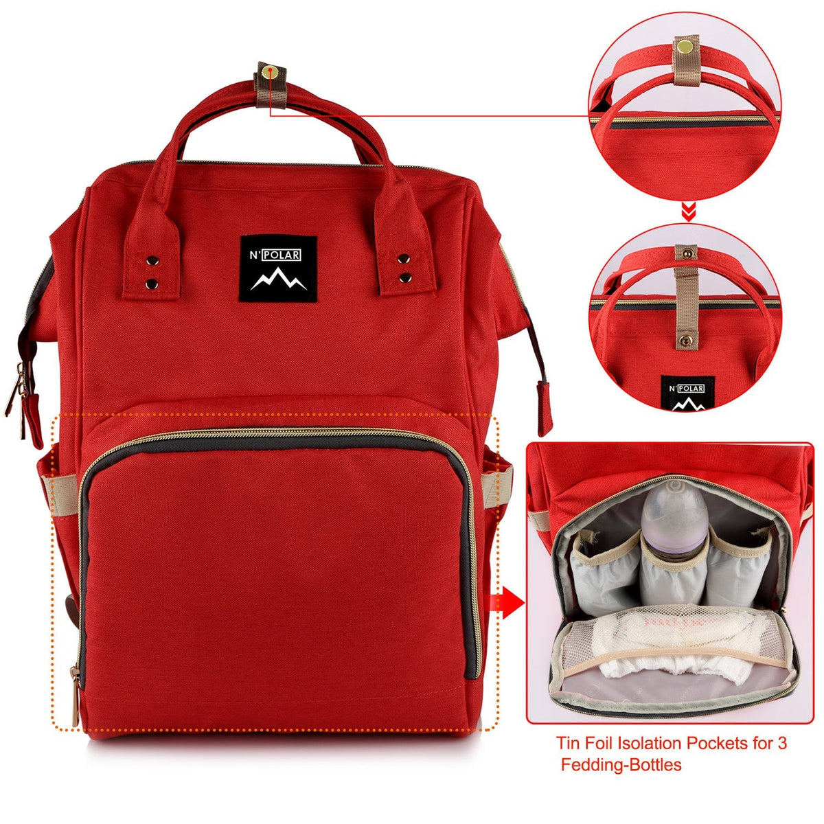 Mummy Diaper Bag Backpack Water-Resistant Large Capacity Travel Nappy Backpack Baby Nursing Handbag for Mom Dad Baby Care