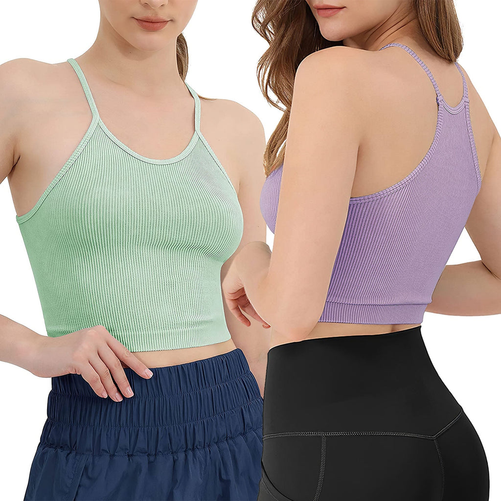3 Pack Women Crop Basic Tank Top Ribbed Knit Sleeveless Round Neck 9 Color Machine Wash Summer Crop S to XL