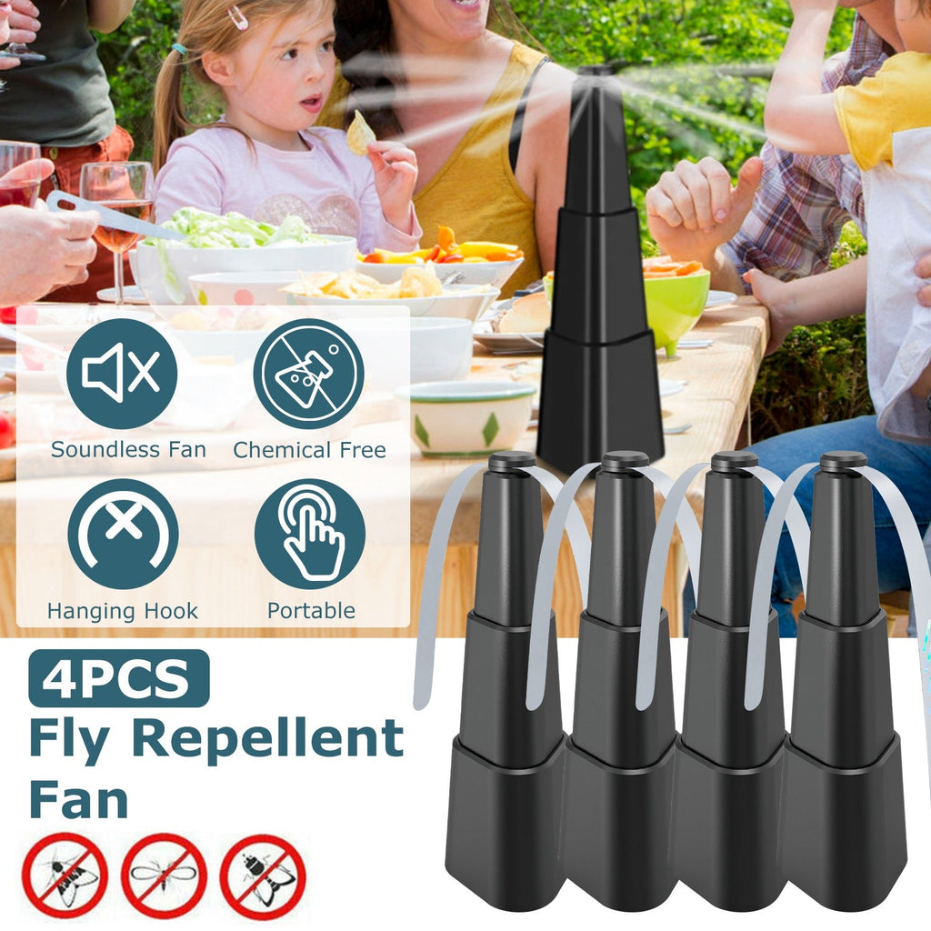 4Pcs Fly Repellent Fan Table Top Battery Powered Bug Deterrent Fan Hanging Food Fans for Party BBQ Picnic Camping
